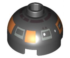 Brick, Round 2 x 2 Dome Top with Silver and Copper Pattern (R2-D5)