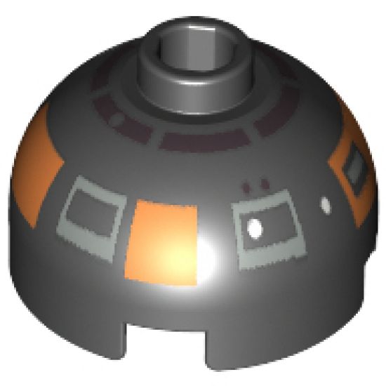 Brick, Round 2 x 2 Dome Top with Silver and Copper Pattern (R2-D5)