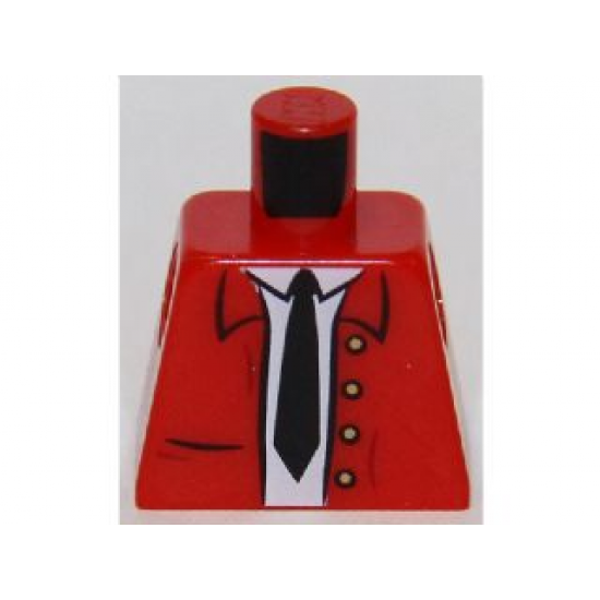 Torso Jacket Open with White Shirt, Black Tie and 4 Buttons Pattern