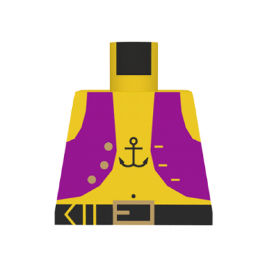 Torso Pirate Dark Purple Vest and Anchor Tattoo Pattern