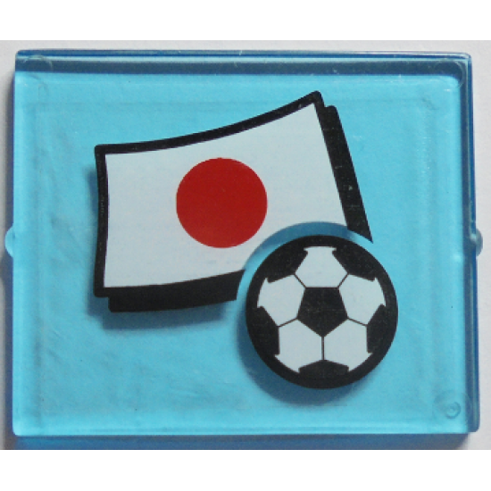 Glass for Window 1 x 4 x 3 with Flag of Japan and Soccer Ball Pattern (Sticker) - Set 3406