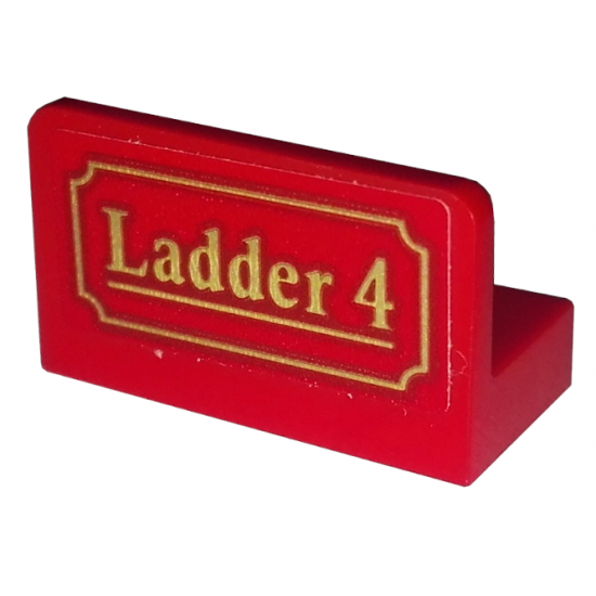 Panel 1 x 2 x 1 with Gold 'Ladder 4' on Red Background Pattern (Sticker) - Set 10263