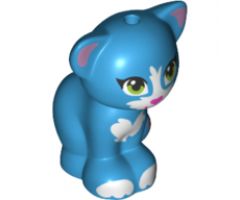 Cat, Friends / Elves, Sitting with Lime Green Eyes, Dark Pink Nose, White Patches, Metallic Pink Ears and Tail Tip Pattern