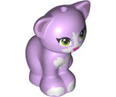 Cat, Friends / Elves, Sitting with Lime Green Eyes, Dark Pink Nose, White Patches, Metallic Pink Ears and Tail Tip Pattern