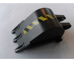 Technic Digger Bucket 4 x 4 x 9 with 3 Teeth and Black and Yellow Danger Stripes Pattern Model Right Side (Sticker) - Set 7707