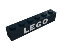 Brick 1 x 6 with White 'LEGO' Text Pattern