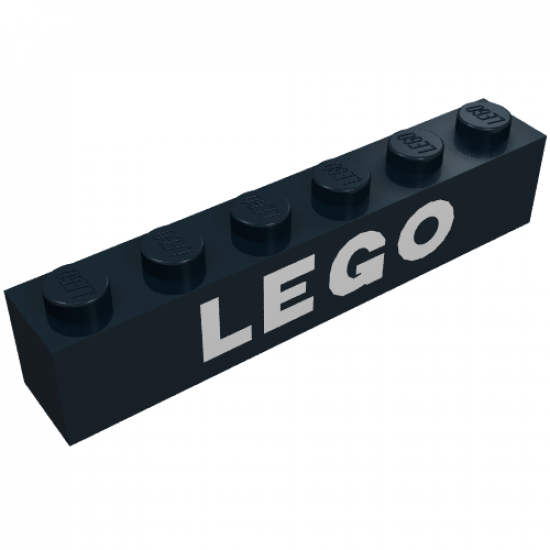 Brick 1 x 6 with White 'LEGO' Text Pattern