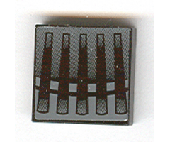 Tile 2 x 2 with Grille Five Bar Black and Gray Pattern (Sticker) - Sets 7252 / 7283