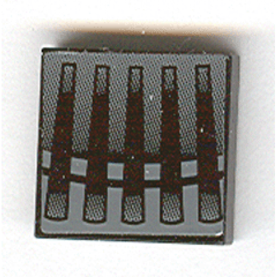 Tile 2 x 2 with Grille Five Bar Black and Gray Pattern (Sticker) - Sets 7252 / 7283