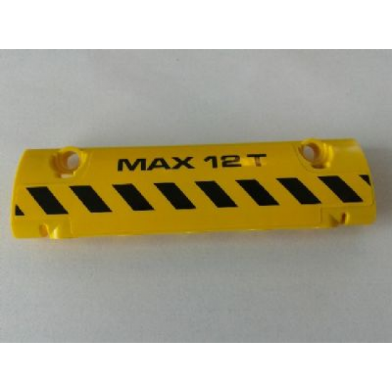 Technic, Panel Curved 11 x 3 with Black and Yellow Danger Stripes and 'MAX 12 T' Pattern Model Left Side (Sticker) - Set 8258