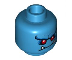 Minifigure, Head Dual Sided Alien, Pronounced Brow, Red Eyes, White Fangs, Lopsided Smile / Lopsided Frown Pattern - Hollow Stud