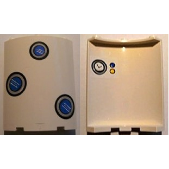 Cylinder Quarter 4 x 4 x 6 with Portholes Outside and Clock with Buttons Inside Pattern (Stickers) - Set 3831