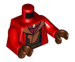 Torso SW Naboo Fighter Jacket with Sand Red Harness Pattern / Red Arms / Reddish Brown Hands