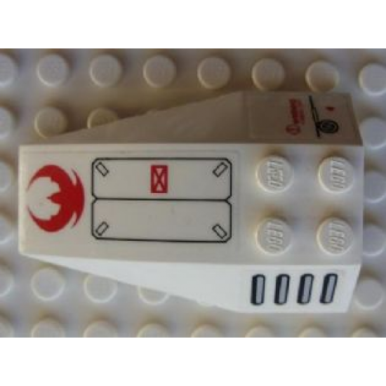 Wedge 6 x 4 Triple Curved with Red Crescent, Vent and 'WARNING' Pattern (Stickers) - Set 7713