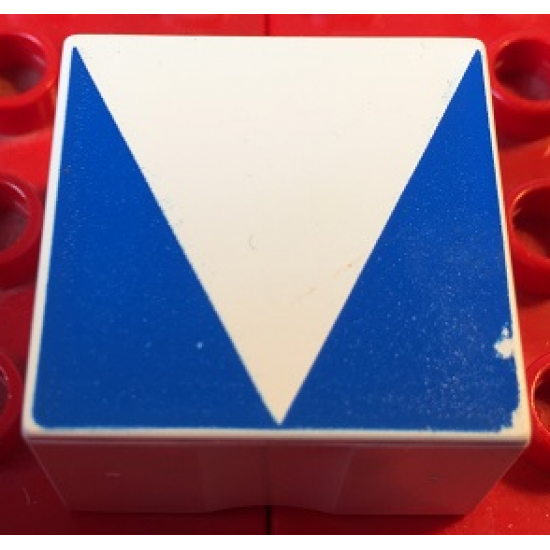 Duplo, Tile 2 x 2 x 1 with Shape Blue Inverse Isosceles Triangle Pattern