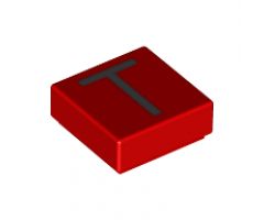 Tile 1 x 1 with Silver Capital Letter T Pattern