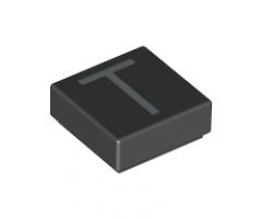 Tile 1 x 1 with Silver Capital Letter T Pattern