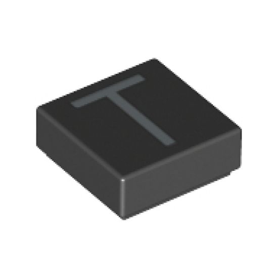 Tile 1 x 1 with Silver Capital Letter T Pattern