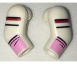 Arm, (Matching Left and Right) Pair, Black and White Shoulder Stripes and Bright Pink Glove Cuffs Pattern