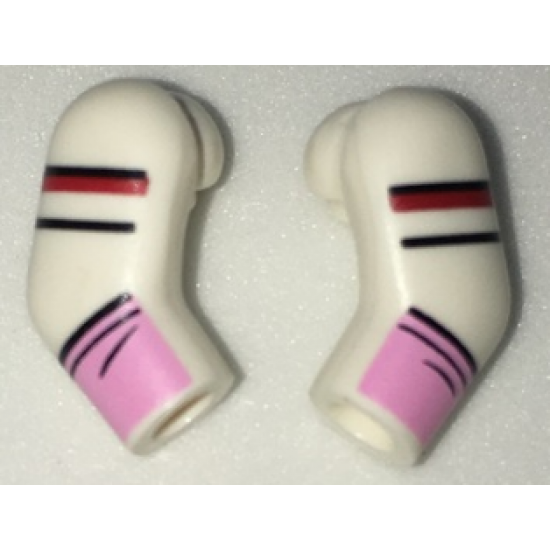 Arm, (Matching Left and Right) Pair, Black and White Shoulder Stripes and Bright Pink Glove Cuffs Pattern