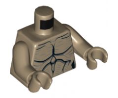 Torso Alien with Black Muscle Contours and Dark Bluish Gray Highlight Lines Pattern / Dark Tan Arms / Dark Tan Hands