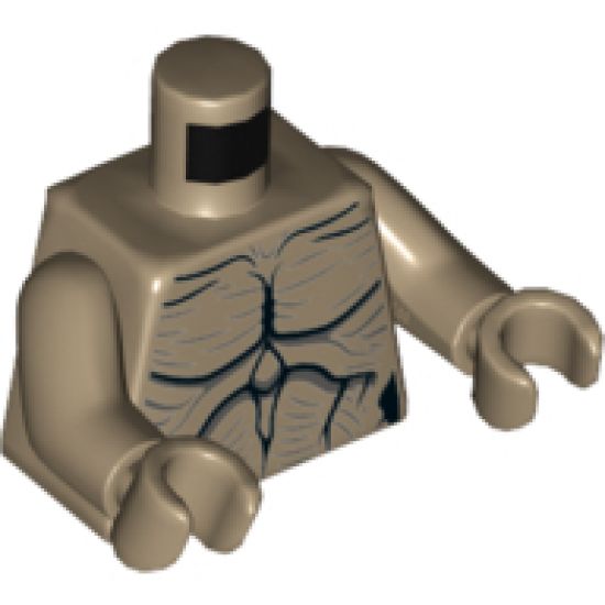 Torso Alien with Black Muscle Contours and Dark Bluish Gray Highlight Lines Pattern / Dark Tan Arms / Dark Tan Hands