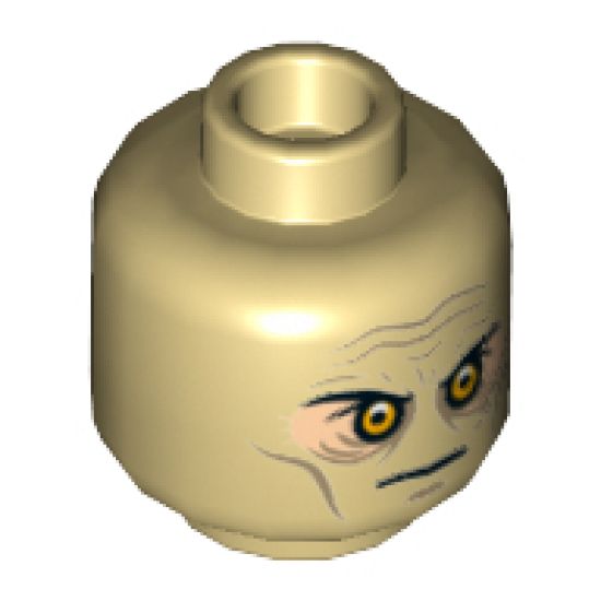 Minifigure, Head Black Eyebrows, Orange Eyes, Wrinkles, Scar and Two Large Scars on Back Pattern (SW Darth Vader) - Hollow Stud