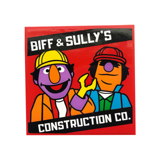 Tile 6 x 6 with Bottom Tubes with 'BIFF & SULLY'S CONSTRUCTION CO.' Pattern (Sticker) - Set 21324
