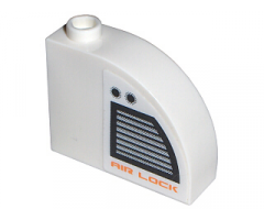 Slope, Curved 3 x 1 x 2 with Stud with Vent and 'AIR LOCK' Pattern Model Left (Sticker) - Set 7699