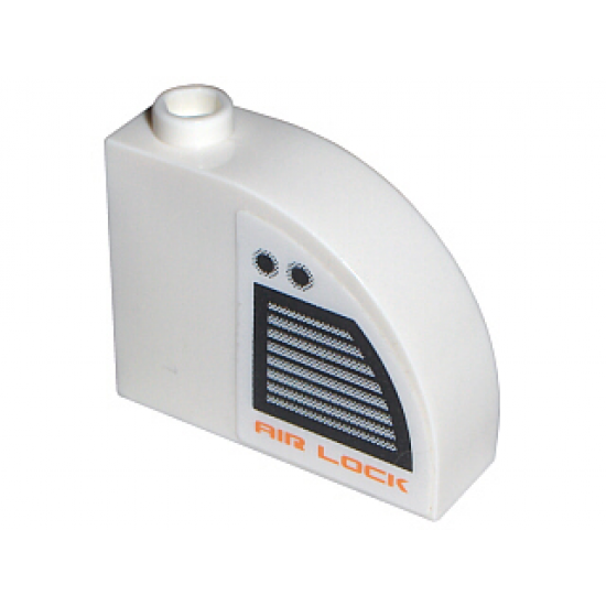 Slope, Curved 3 x 1 x 2 with Stud with Vent and 'AIR LOCK' Pattern Model Left (Sticker) - Set 7699