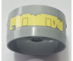 Cylinder 4 x 4 x 1 2/3 with Pin Holes and Center Bar with Bright Light Yellow Stripe and Peeling Paint Pattern (Sticker) - Set 75218