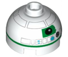 Brick, Round 2 x 2 Dome Top with Green Pattern (R2 Unit)