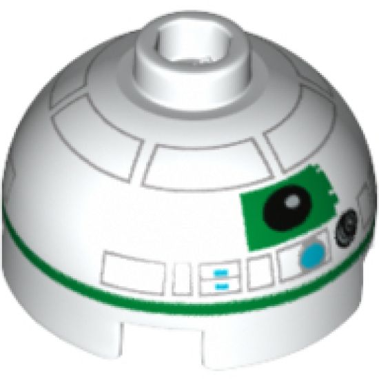 Brick, Round 2 x 2 Dome Top with Green Pattern (R2 Unit)