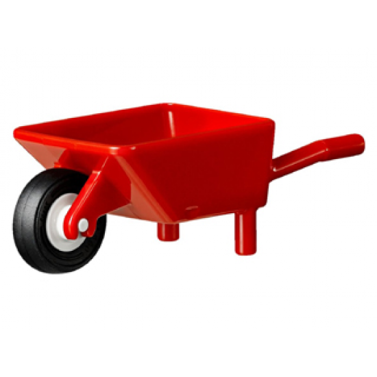 Minifigure, Utensil Wheelbarrow Frame with White Pulley Wheel and Black Tire (98288 / 3464 / 59895)