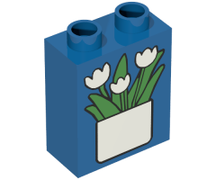 Duplo, Brick 1 x 2 x 2 with Flowerpot Pattern