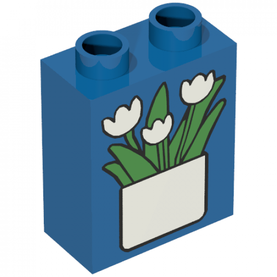 Duplo, Brick 1 x 2 x 2 with Flowerpot Pattern
