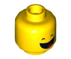 Minifigure, Head Dual Sided, Irritated Frown / Smile with Wide Open Mouth Showing Tongue Pattern - Hollow Stud