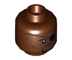 Minifigure, Head Male Eyepatch with Reflection, Black Goatee and Cheek Lines Pattern (Nick Fury) - Hollow Stud