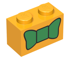 Brick 1 x 2 with Green Bow Tie Pattern