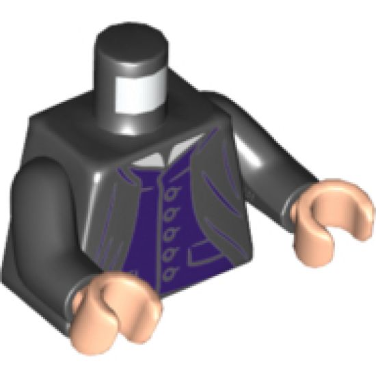 Torso Harry Potter Jacket with Purple Lines over Dark Purple Vest Pattern / Black Arms / Light Nougat Hands