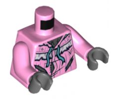 Torso Nightgown, Torn and Ripped Pattern / Bright Pink Arms / Dark Bluish Gray Hands