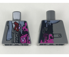 Torso Suit Jacket, Red Tie, Black and Magenta Left Side Pattern