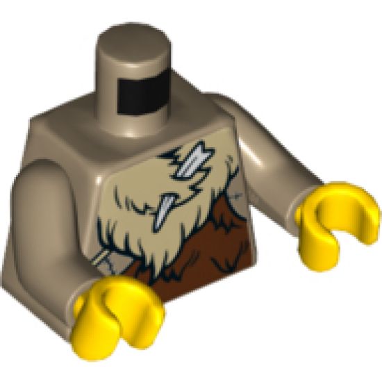 Torso Animal Furs with Bone and Rock Pattern / Dark Tan Arms / Yellow Hands