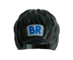 Minifigure, Headgear Hat, Royal Guard Bearskin Short with Blue 'BR' on White Background Pattern