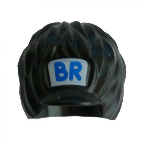 Minifigure, Headgear Hat, Royal Guard Bearskin Short with Blue 'BR' on White Background Pattern