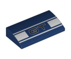Slope, Curved 2 x 4 x 2/3 with Bottom Tubes with 'GT' and White Stripes Pattern