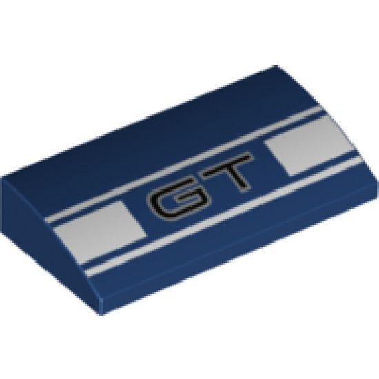 Slope, Curved 2 x 4 x 2/3 with Bottom Tubes with 'GT' and White Stripes Pattern