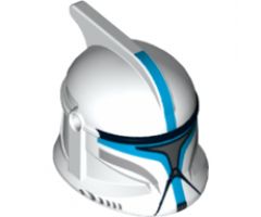 Minifigure, Headgear Helmet SW Clone Trooper with Holes, Dark Azure Markings and Silver Visor Pattern (Clone Trooper Lieutenant)