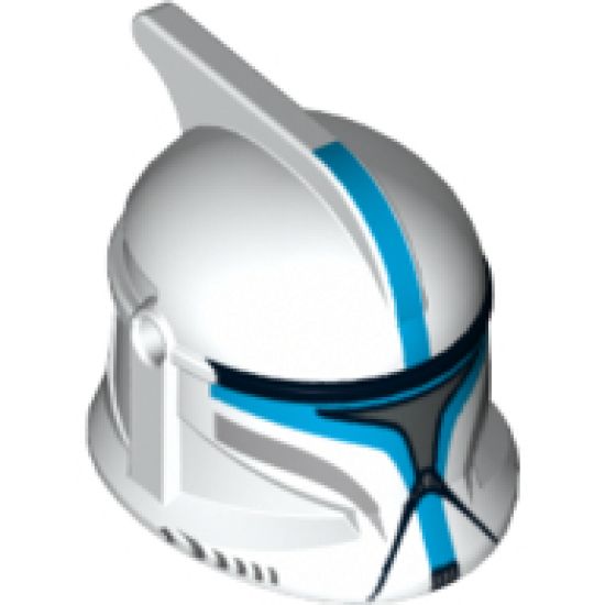 Minifigure, Headgear Helmet SW Clone Trooper with Holes, Dark Azure Markings and Silver Visor Pattern (Clone Trooper Lieutenant)