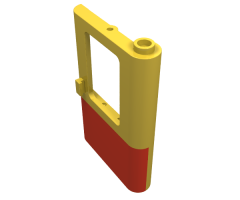 Door 1 x 4 x 5 Train Right with Red Bottom Half Pattern
